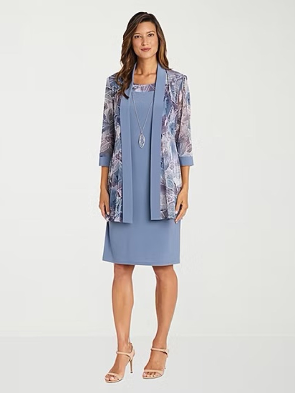 R & M collection women's dress and Jacket with removable jacket and necklace